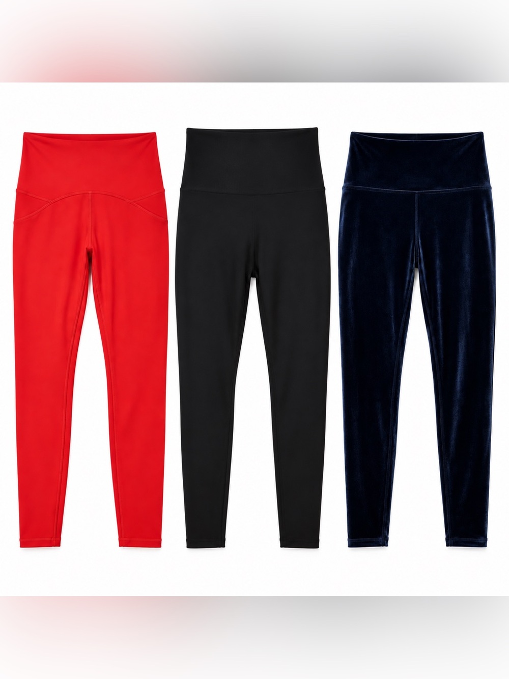 Bundle of 3 Spanx XS Leggings Black, Blue Velvet, Coral